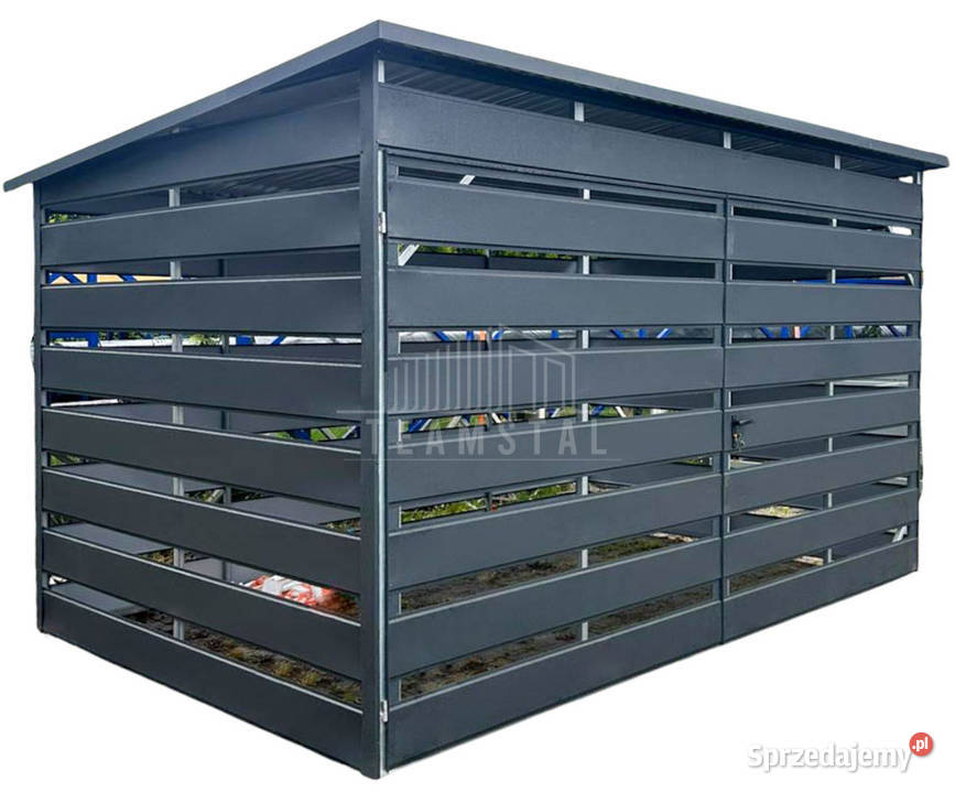 Wiata śmietnikowa 4x2m Antracyt furtka TS1139