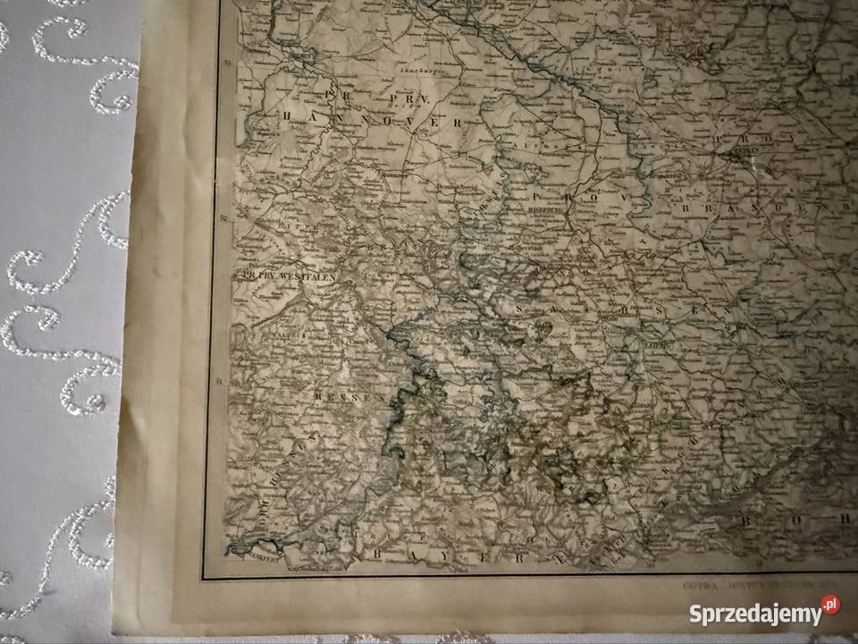 Stara mapa ziem Polskich 1870 Oryginalny Czerwionka-Leszczyny
