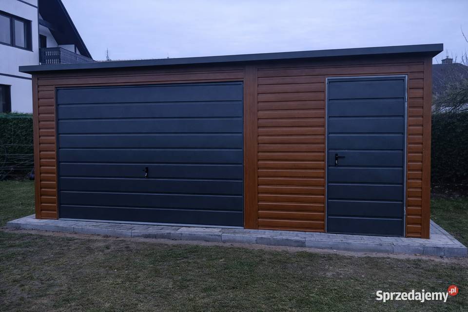 Garaż Blaszany 5x5m Drewnopodobny Spad na Tył Zielona Góra