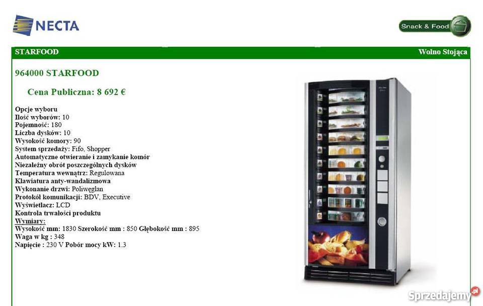 Automat do kanapek zdrowej żywności automat Kraków