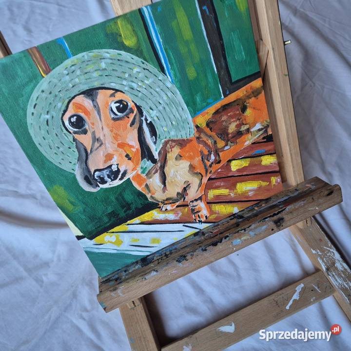 Jamniki jamnik obraz na płótnie artysty malarza małopolskie