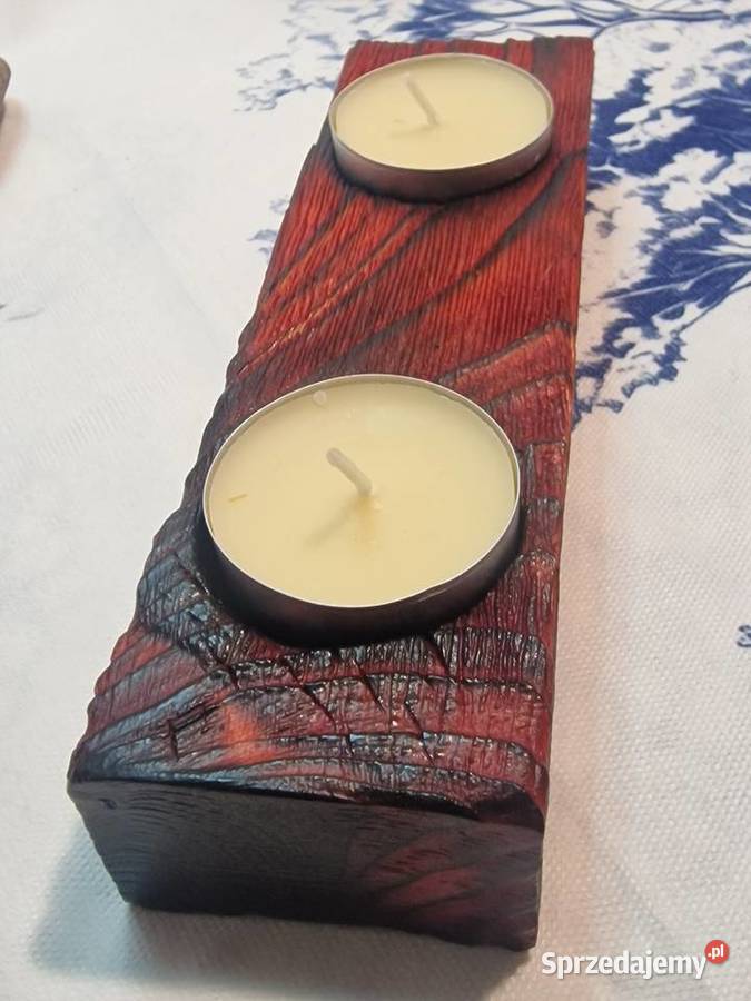 Świecznik Shou Sugi Ban drewno świerkowe warmińsko-mazurskie Sępopol