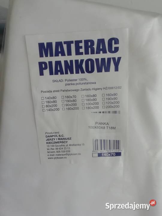 Materac piankowy 100605 Danpol Pozostałe Złotów