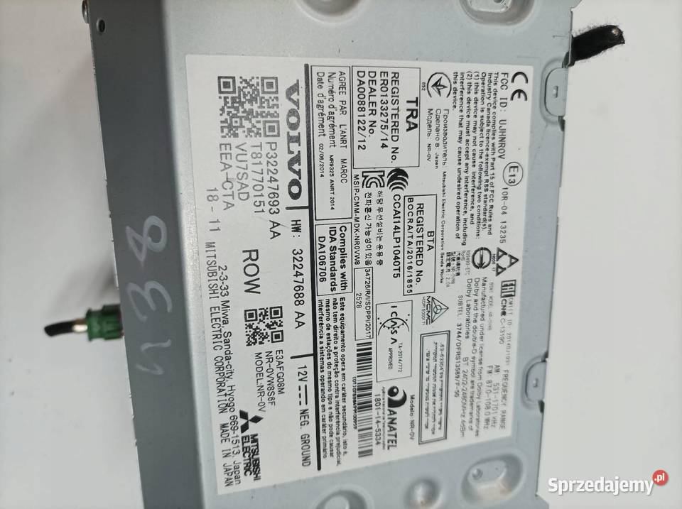 RADIO P32247693AA Volvo V60 II 2018 Sprzęt audio fabryczny