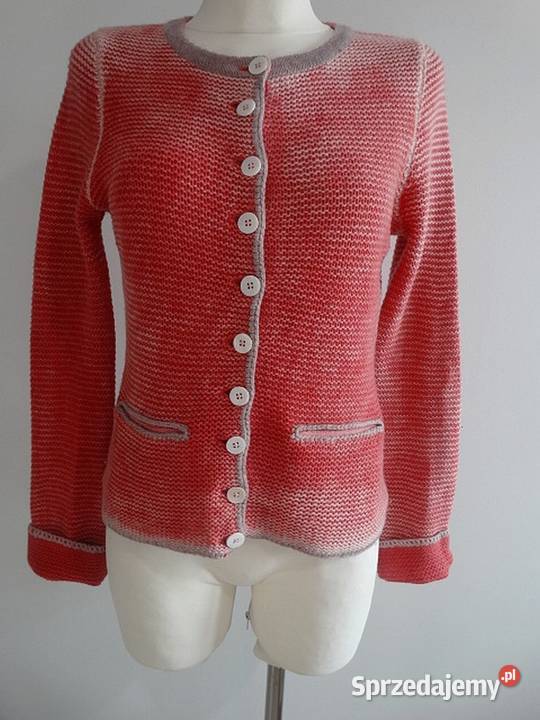 Sweter Kardigan Kaszmirowy 100 Kaszmir Koralowy Łomża