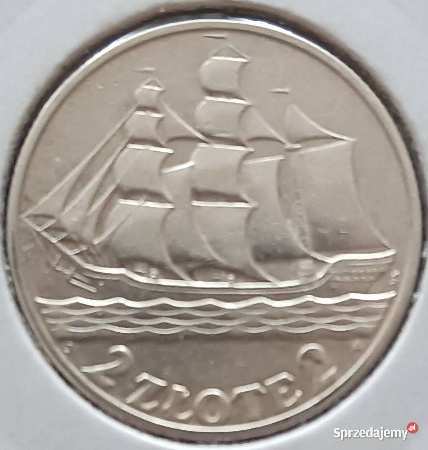 2 Żaglowiec 1936 r 10 Super stan oryginał srebro Konin