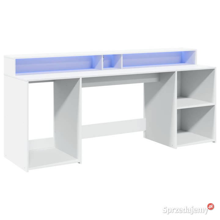 Biurko z podświetleniem LED białe 200x55x91 mazowieckie Warszawa