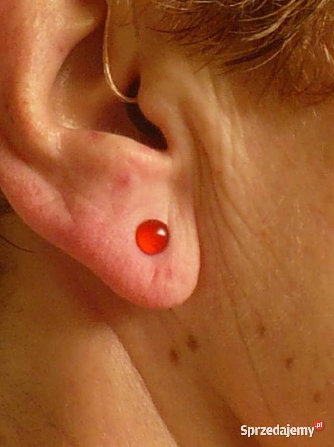 kolczyki srebrne sztyfty karneolem 6mm Suwałki sprzedam