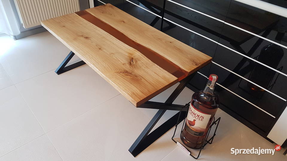 Stolik kawowy dębowy stolik żywica rzeka Warszawa