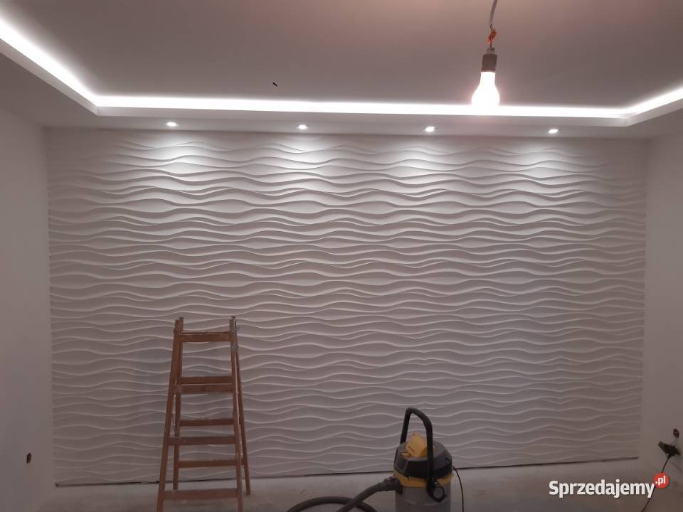 Panel dekoracyjny 3D ścienny gipsowy płyta fale
