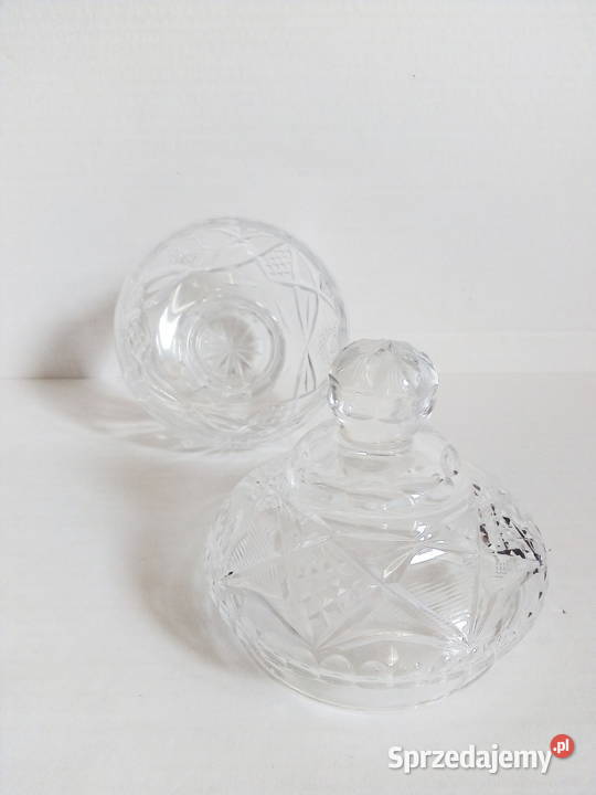kryształowa bomboniera cukiernica vintage PRL