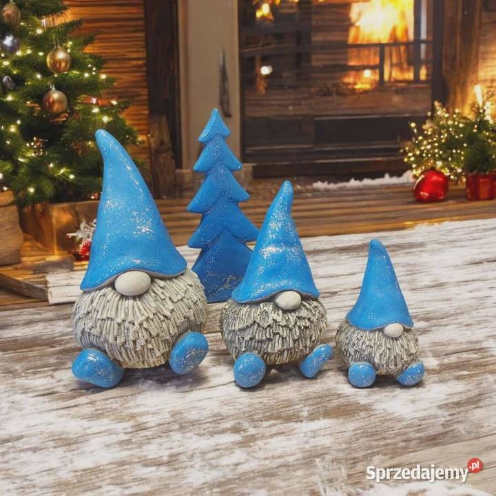 Skrzat świąteczny gnom brodacze z gipsu Boże