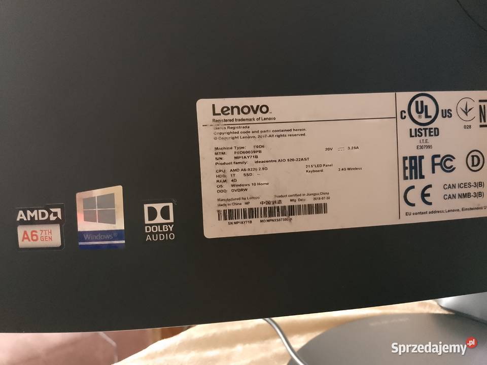 Komputer Lenovo Ideacentre AIO 52022AST Rymanów