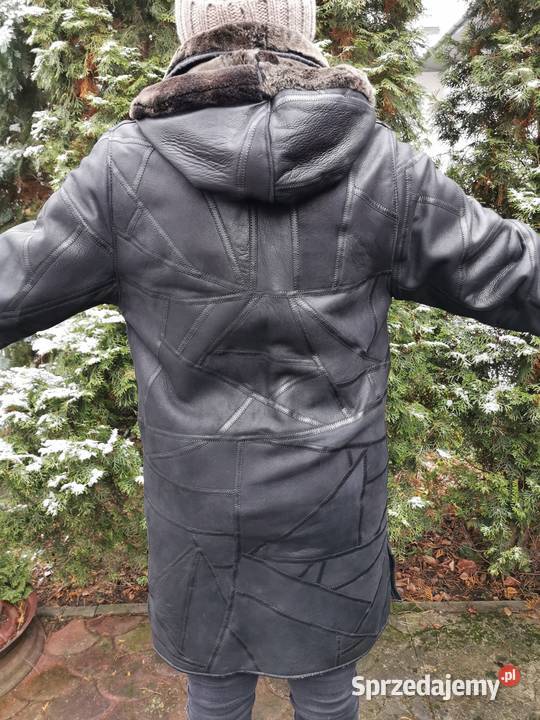 Piękny damski długi kożuch płaszcz kurtka Skóra naturalna  Łódź