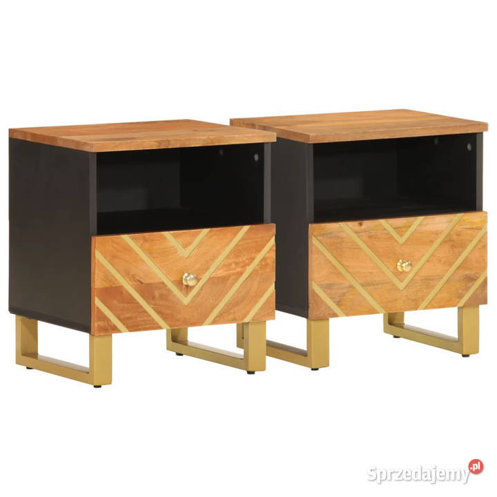 Szafki nocne 2 brązowoczarne lite drewno mango