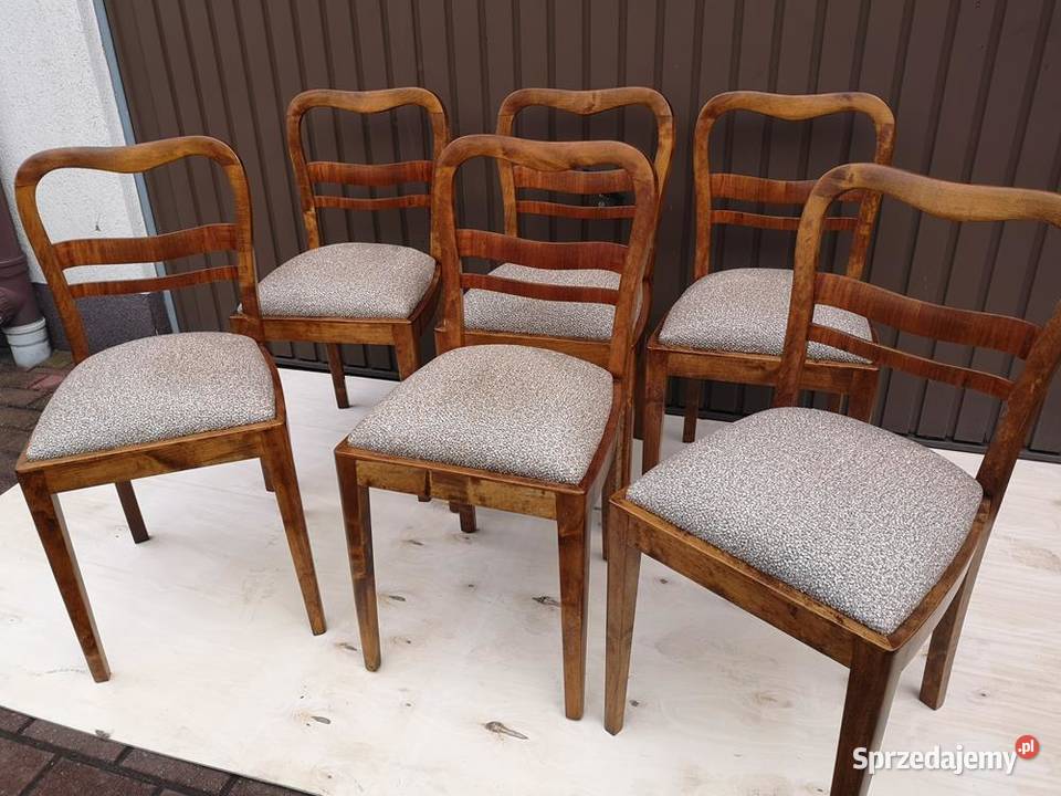 Krzesła ARTDECO Stare Antyk Komplet 6 Sztuk Swarzędz
