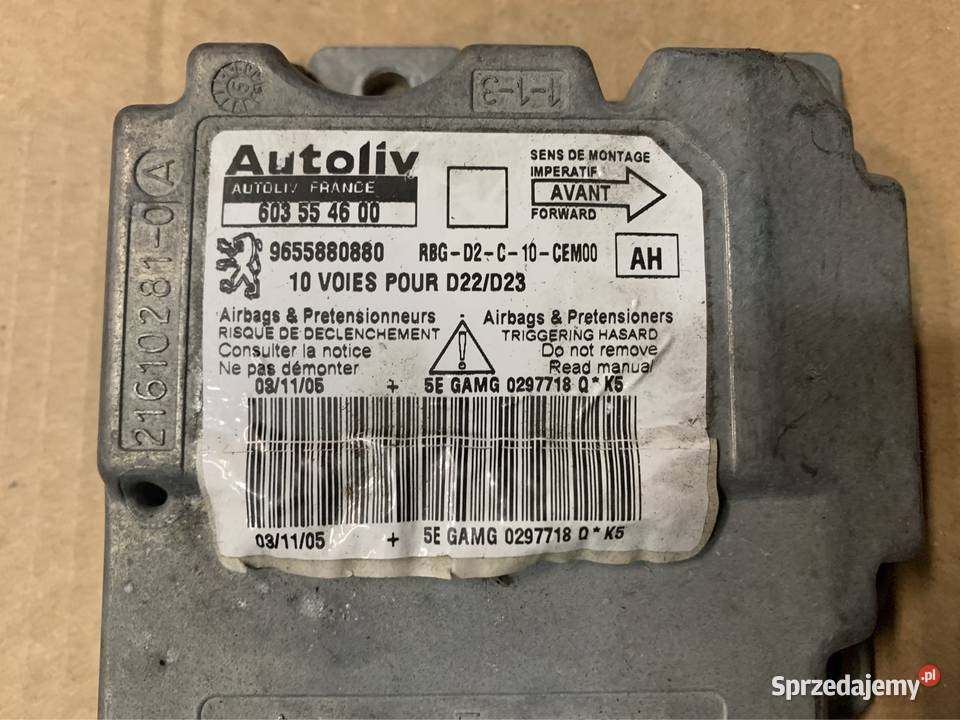 9655880880 Moduł sterownik airbag Peugeot 407