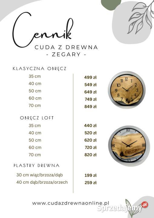 Zegar ścienny z drewna oliwnego w stalowej Zegary Wrocław