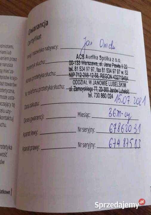 Aparaty słuchowe marki RUBY 1BTE STAN IDEALNY Janów Lubelski