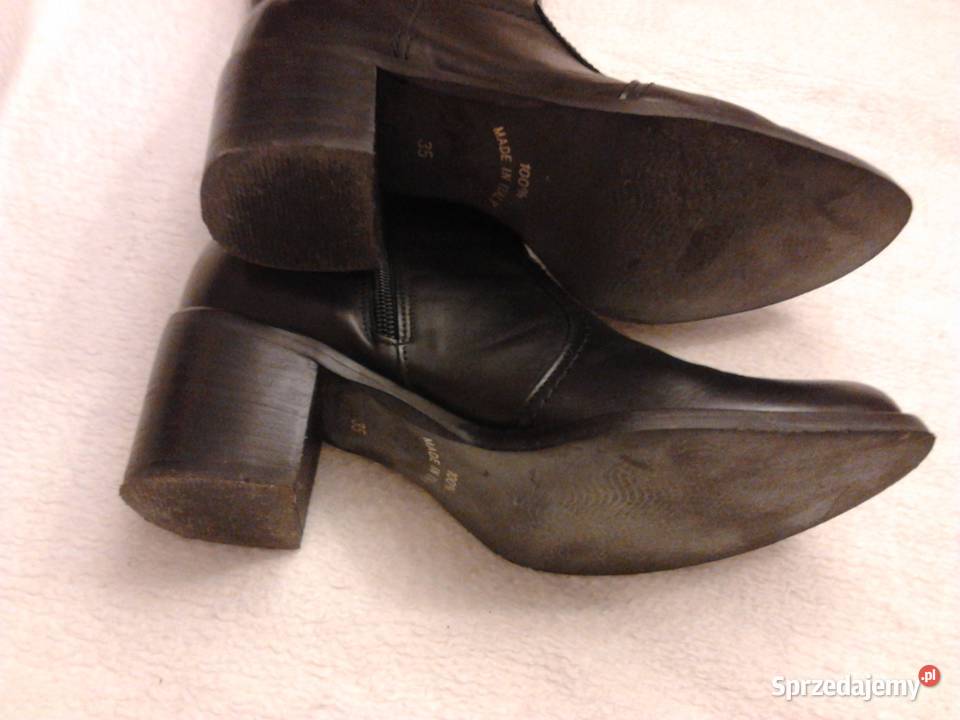 Skórzane kozaki rozmiar 35 kolor czarny zapinane małopolskie Kraków sprzedam