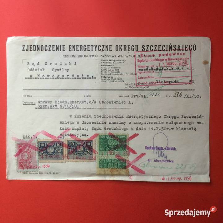 1703 Pismo Do Sądu W Nowogardzie Szczecin