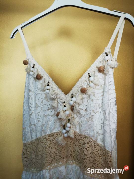 Sukienka boho koronka frędzle mega sexi uni Moda i Styl Złotów