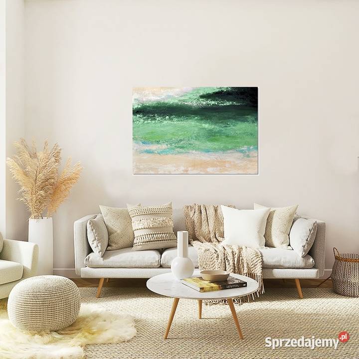 Zielona polana nowoczesny obraz abstrakcyjny do Obrazki i obrazy Malbork