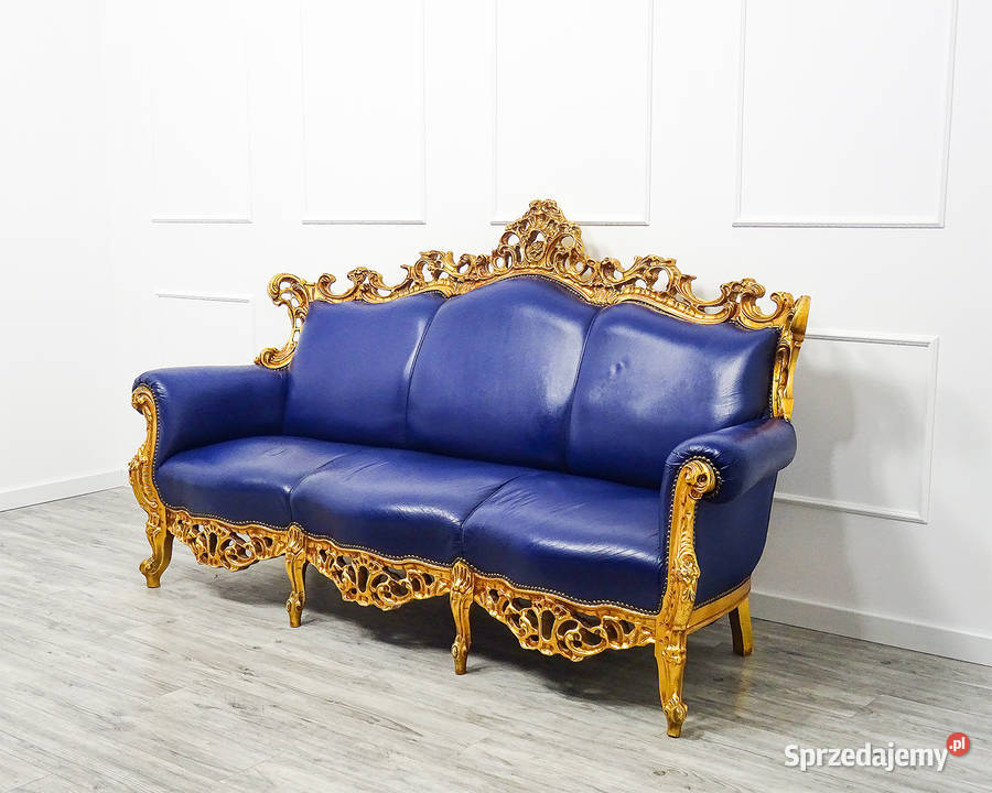 Włoski KOMPLET MEBLI do SALONU Ludwik BUK SKÓRA wielkopolskie Kalisz