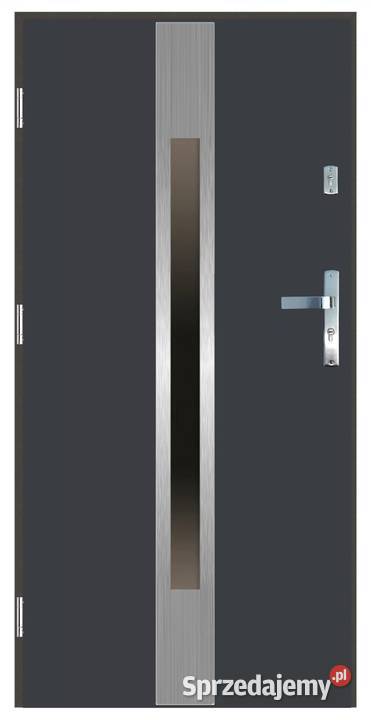 Drzwi wejściowe do domu GI28 INOX Antracyt 90 Drzwi zewnętrzne Ciemniewo
