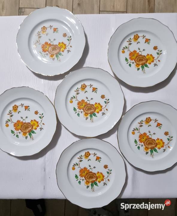 Talerze Obiadowe Płaskie Porcelana Francuska