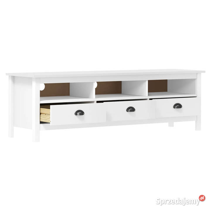 Szafka pod TV Hill biała 158x40x47 lite drewno