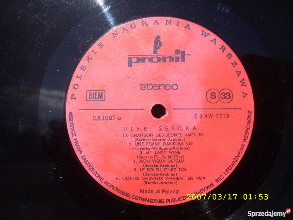 Pop LP HENRI SEROKALA CHANSON Wołów
