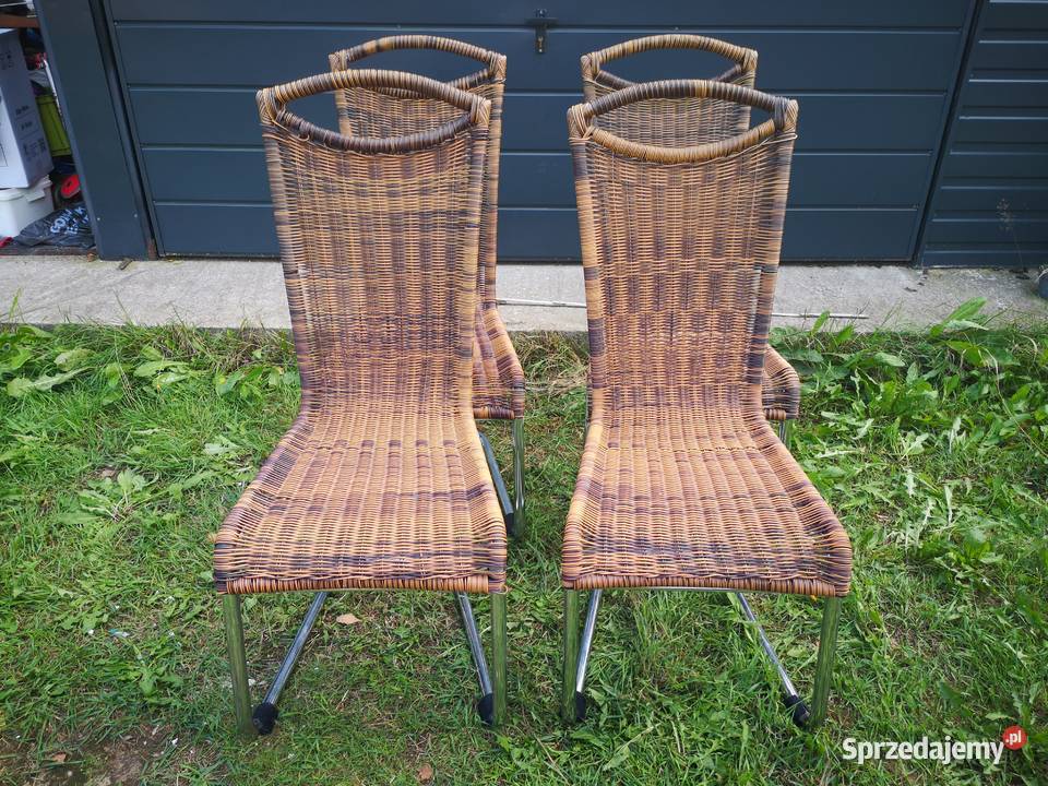 4 krzesła metalowe, plecione