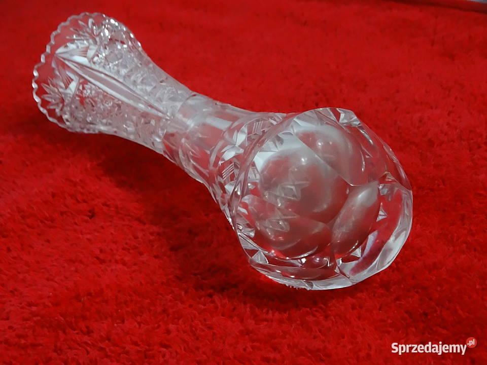 Elegancki Wazon Kryształowy Szlif Ręczny PRL lubelskie Biłgoraj