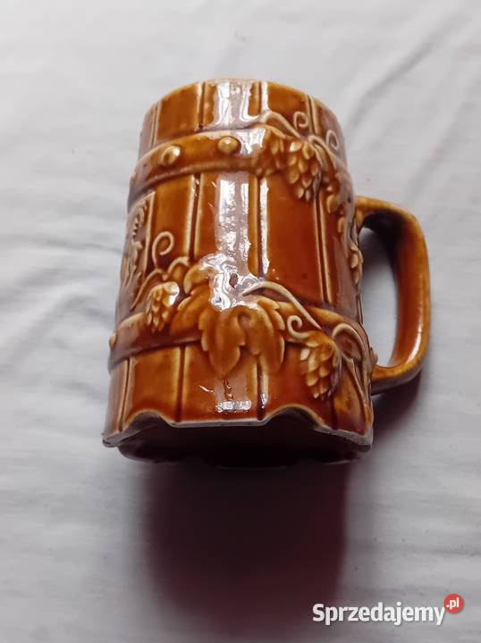 Ceramiczny szkliwiony kufel Okocim Bolesławiec Koźminek