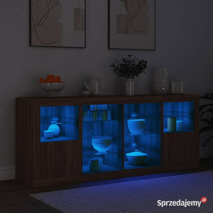 Szafka z oświetleniem LED brązowy dąb 163x37x67