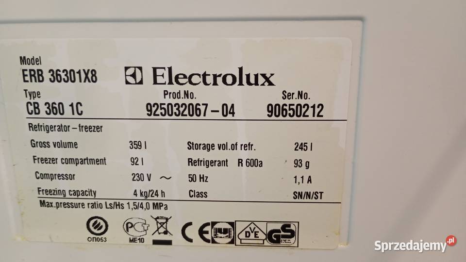 Sprzedam lodówkę Electrolux Inspire Space Plus Lodówki i zamrażarki Miechów