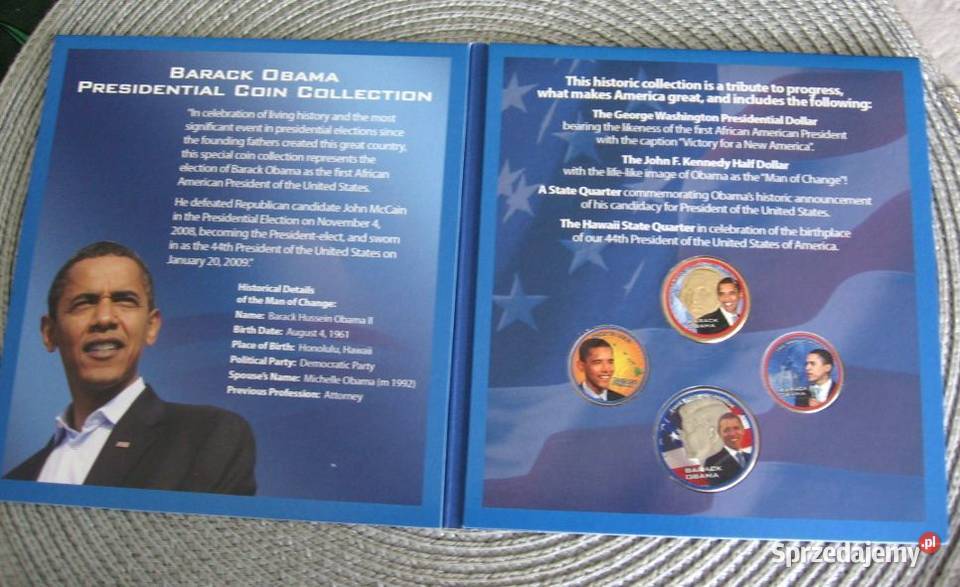 USA Monety Barack Obama e pięknym opakowaniu Antyki, Sztuka, Kolekcje