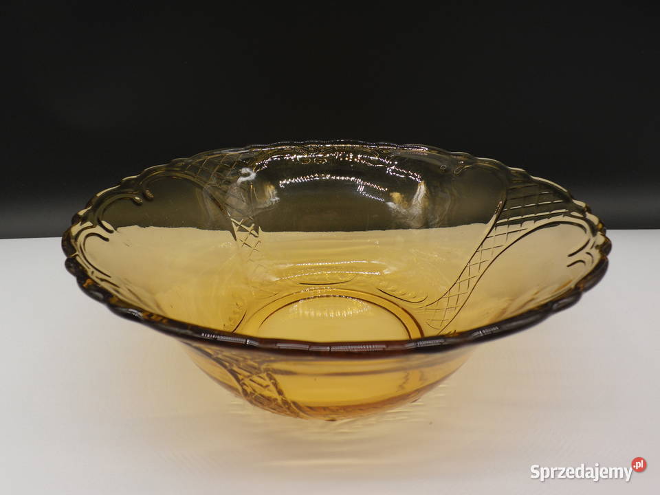 Bursztynowa szklana miska vintage Raszków