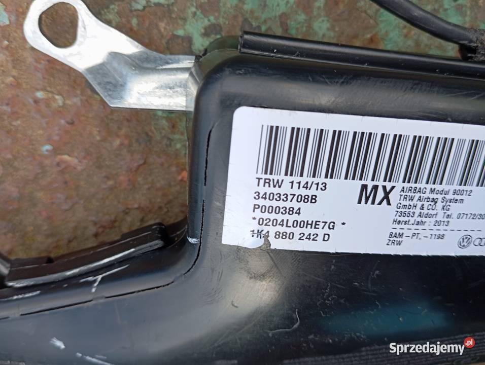 PODUSZKA POWIETRZNA AIRBAG FOTELA PRAWA VW GOLF osobowe Kobylnica