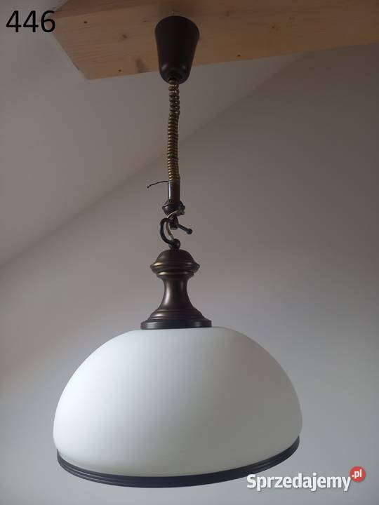 Żyrandol szklany mosiężny holenderski z Gawroniec sprzedam