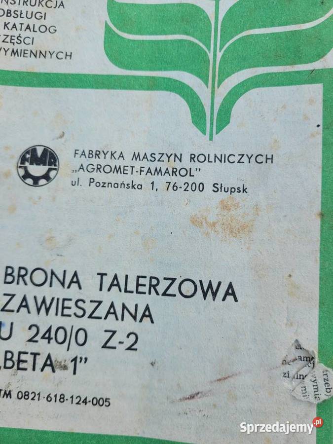 brona talerzowa Słupsk 16 v 28 nieuszkodzony Brony Rolnictwo Łubnice