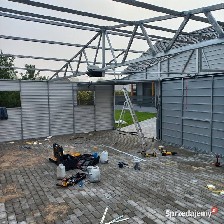 Garaż blaszany 6x6 3m wnęką drewnopodobny