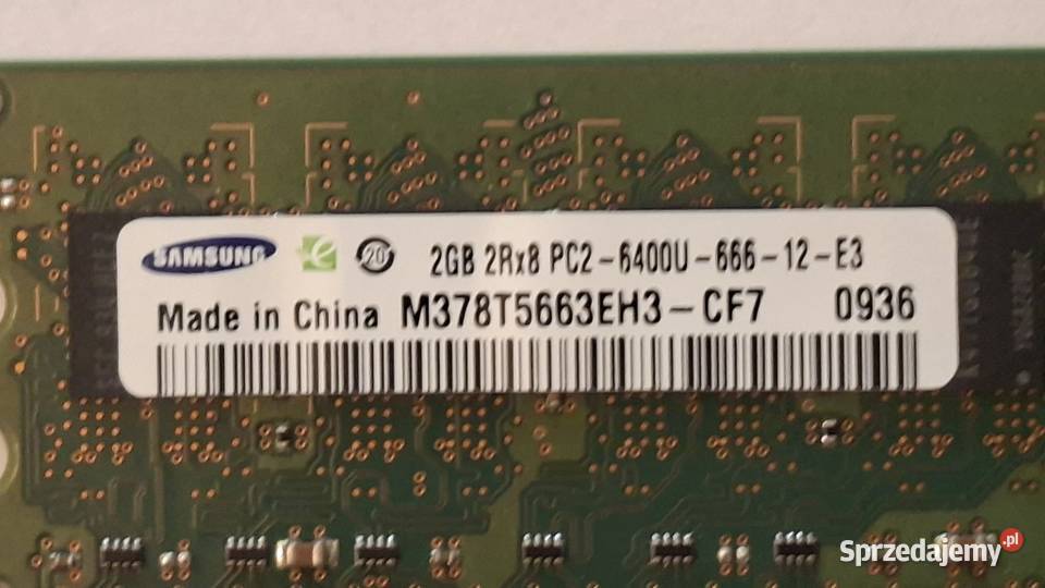 Pamięć Samsung M378T5663EH3CF7 2GB DDR2 6400U Zielona Góra sprzedam