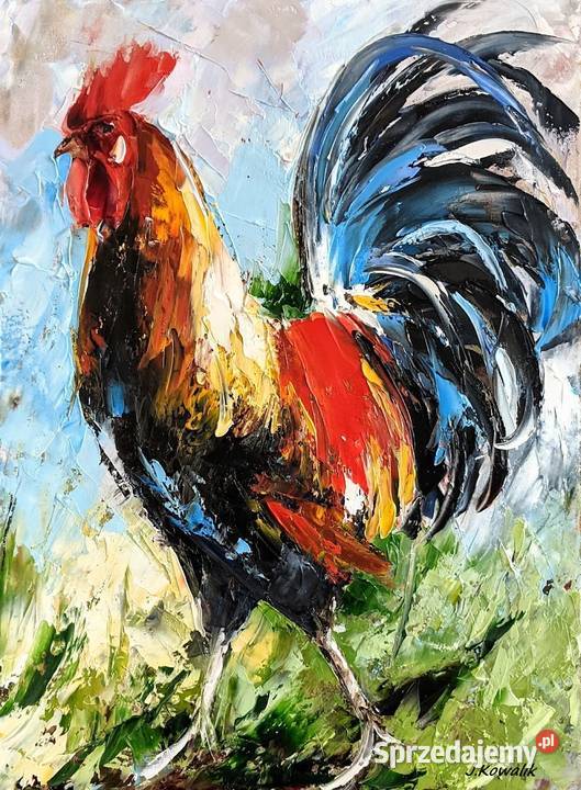 Kowalik kogut 6 30x40 obraz olejny Warszawa