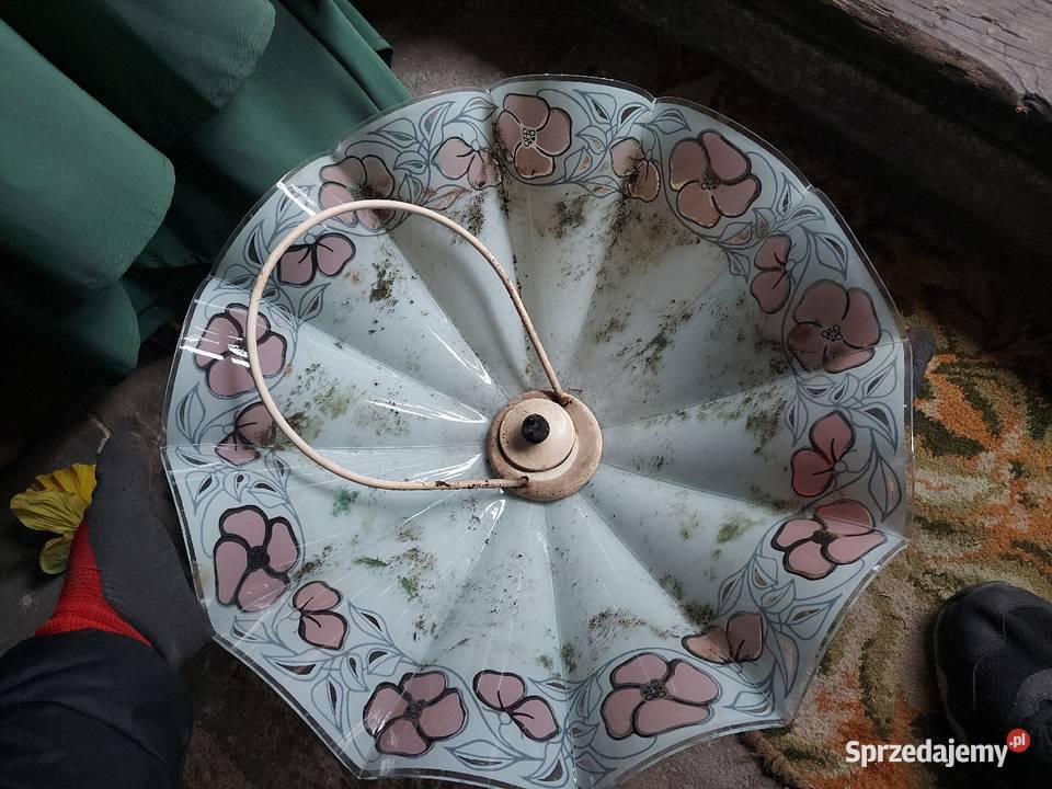 Żyrandol PRL kwiaty kwiatki różowe Jelenia Góra