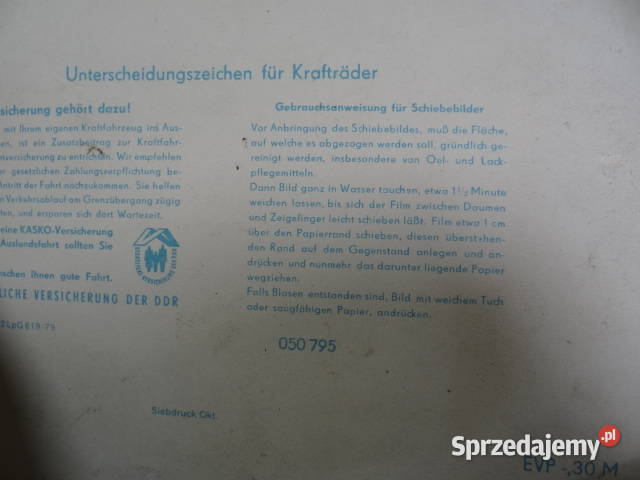 kalkomania DDR oryginalny gadżet org DDR Żary sprzedam
