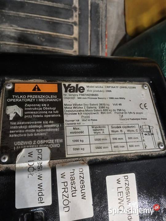 Wózek widłowy YALE ERP16ATF 1T Yale Gliwice