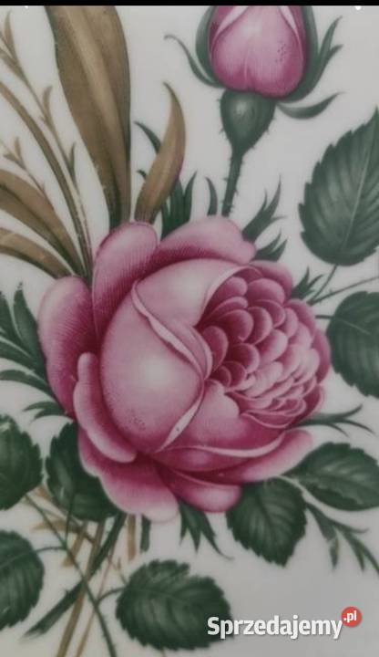 Schuman AzbergBawariaRóżowy KwiatZłote Porcelana i szkło Pabianice sprzedam