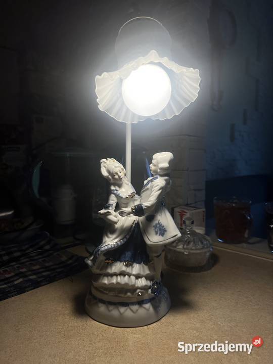 Stylowa lampa stołowa z porcelany Tańcząca Para Żory sprzedam